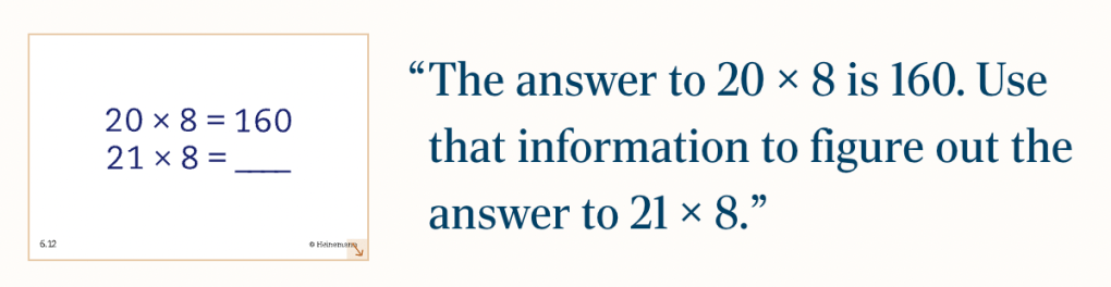 The answer to 20 x 8 is 160. Use that information to figure out the answer to 21 x 8.