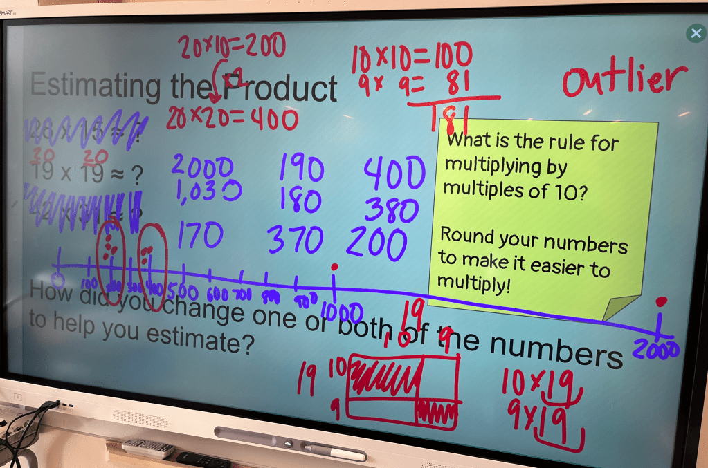 the smartboard in all -- it's very crowded with text from all of the previous problems.