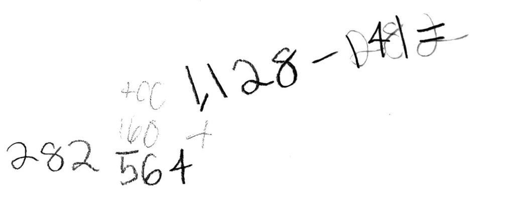 282.
564.
1,128 - 141 =